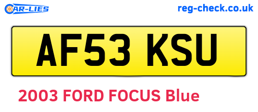 AF53KSU are the vehicle registration plates.