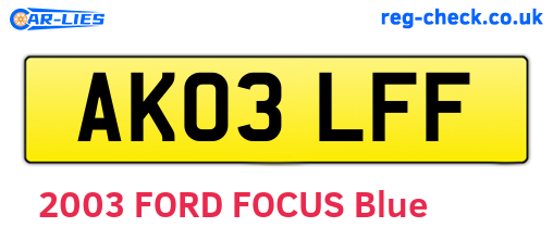 AK03LFF are the vehicle registration plates.