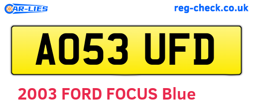 AO53UFD are the vehicle registration plates.