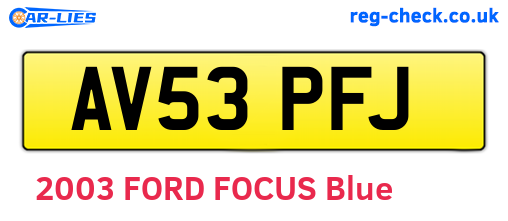 AV53PFJ are the vehicle registration plates.