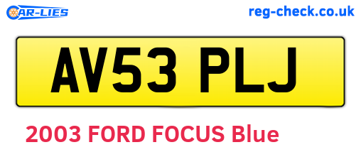 AV53PLJ are the vehicle registration plates.