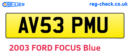 AV53PMU are the vehicle registration plates.