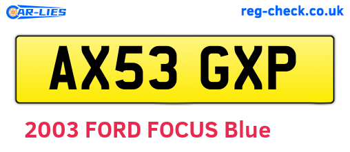 AX53GXP are the vehicle registration plates.