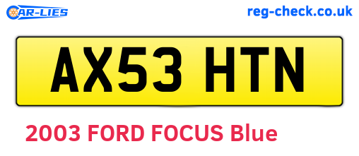 AX53HTN are the vehicle registration plates.