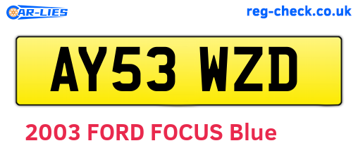 AY53WZD are the vehicle registration plates.
