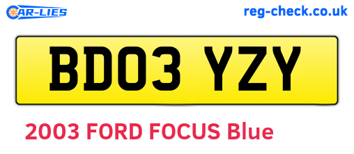 BD03YZY are the vehicle registration plates.
