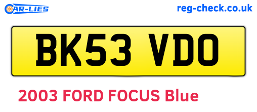 BK53VDO are the vehicle registration plates.