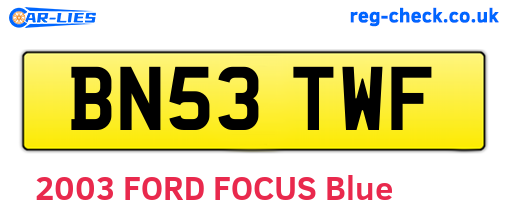 BN53TWF are the vehicle registration plates.