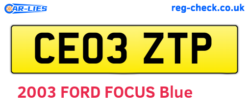 CE03ZTP are the vehicle registration plates.