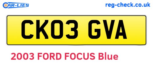 CK03GVA are the vehicle registration plates.