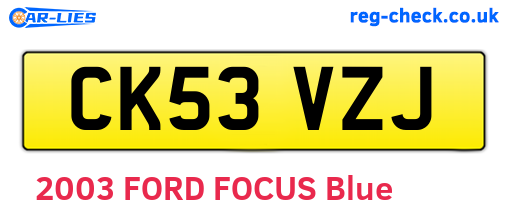 CK53VZJ are the vehicle registration plates.