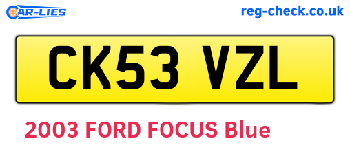 CK53VZL are the vehicle registration plates.