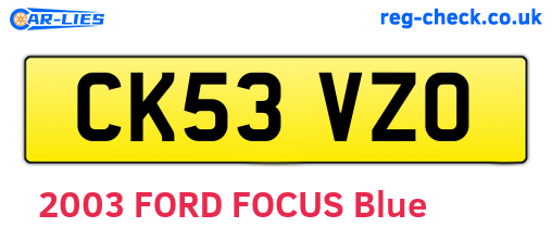 CK53VZO are the vehicle registration plates.