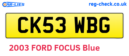 CK53WBG are the vehicle registration plates.