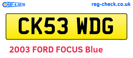 CK53WDG are the vehicle registration plates.