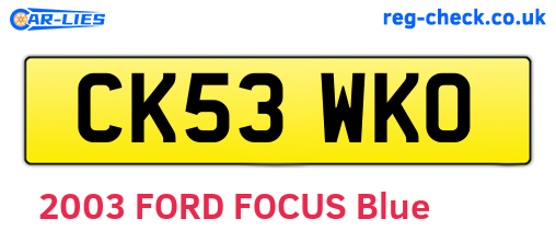 CK53WKO are the vehicle registration plates.