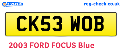 CK53WOB are the vehicle registration plates.