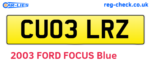 CU03LRZ are the vehicle registration plates.