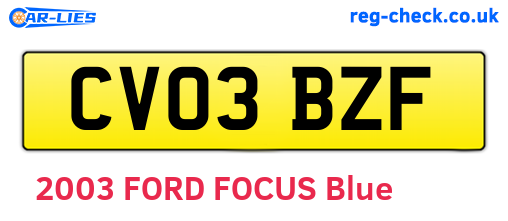 CV03BZF are the vehicle registration plates.
