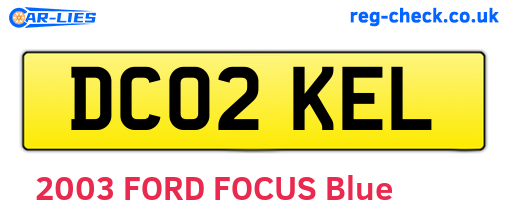 DC02KEL are the vehicle registration plates.