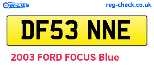 DF53NNE are the vehicle registration plates.