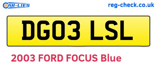DG03LSL are the vehicle registration plates.