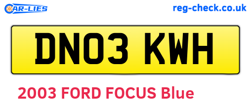 DN03KWH are the vehicle registration plates.