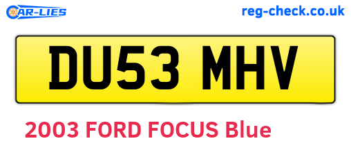 DU53MHV are the vehicle registration plates.