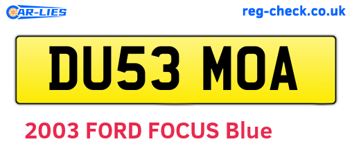 DU53MOA are the vehicle registration plates.