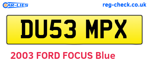 DU53MPX are the vehicle registration plates.
