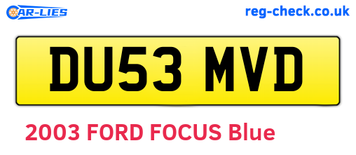 DU53MVD are the vehicle registration plates.