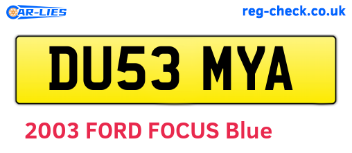 DU53MYA are the vehicle registration plates.