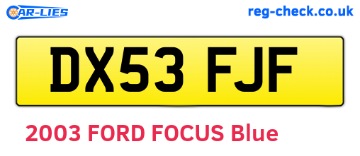 DX53FJF are the vehicle registration plates.