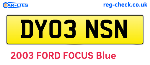 DY03NSN are the vehicle registration plates.