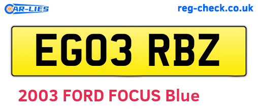 EG03RBZ are the vehicle registration plates.