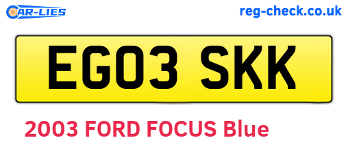 EG03SKK are the vehicle registration plates.
