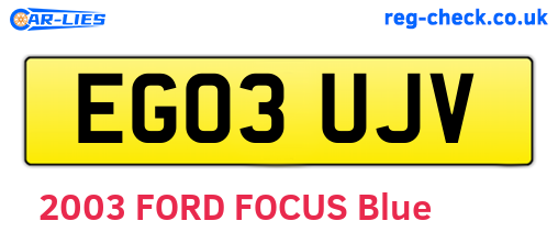 EG03UJV are the vehicle registration plates.