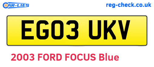 EG03UKV are the vehicle registration plates.