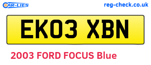 EK03XBN are the vehicle registration plates.