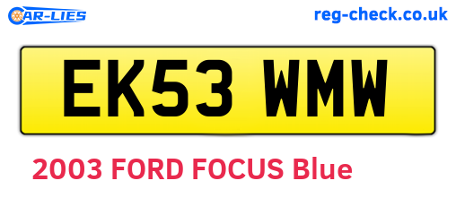 EK53WMW are the vehicle registration plates.