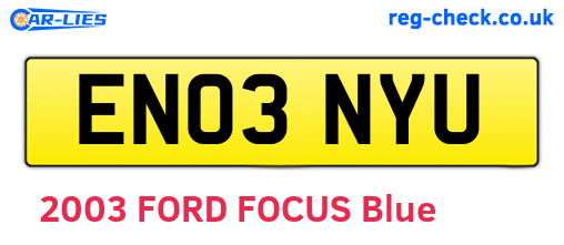 EN03NYU are the vehicle registration plates.