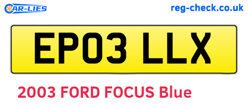 EP03LLX are the vehicle registration plates.