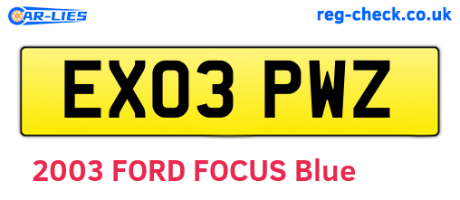 EX03PWZ are the vehicle registration plates.