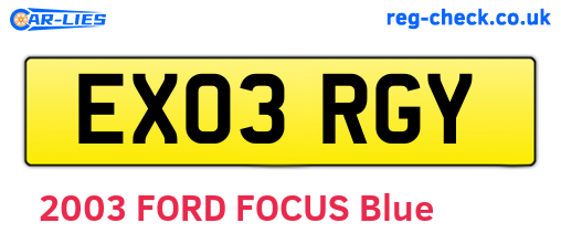 EX03RGY are the vehicle registration plates.