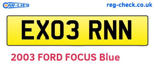 EX03RNN are the vehicle registration plates.