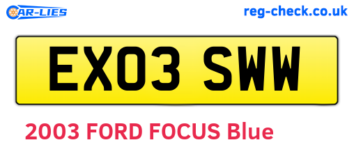 EX03SWW are the vehicle registration plates.