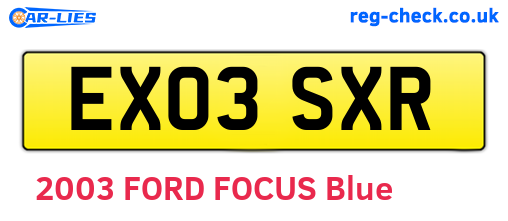 EX03SXR are the vehicle registration plates.