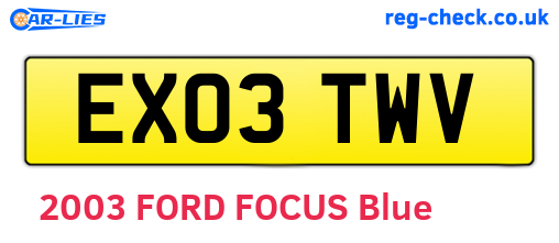 EX03TWV are the vehicle registration plates.