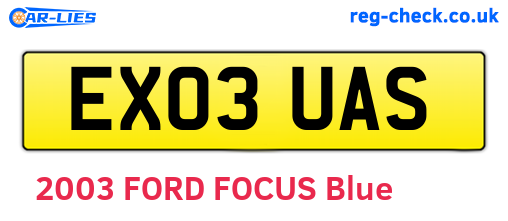EX03UAS are the vehicle registration plates.
