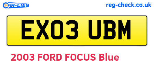 EX03UBM are the vehicle registration plates.